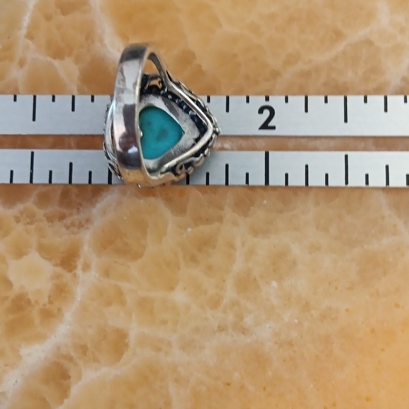 925 Thai Silver Turquoise Heart Ring - Picture 10 of 10